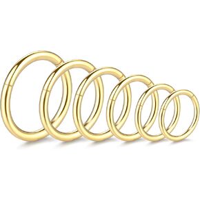 Aumeo 316L Surgical Steel Nose Rings Hoops 20G 18G 16G Nose Rings for Women Cartilage Helix Tragus Conch Hoop Earrings 6/7/8/9/10/12mm