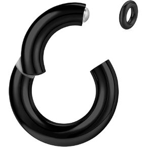 BodyAce F136 Titanium Hinged Large Septum Nose Rings, 2G 4G 6G 8G 10G 12G Segment Clicker PA Ring, Spring Action BCR Rings Earrings Gauges Hoop Body Jewelry