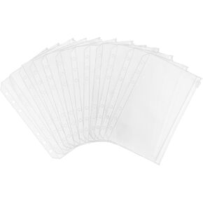 12PCS A6 Binder Pockets,6 Holes Budget Cash Envelopes for Budgeting, Clear Plastic Zipper Pouch for A6 Budget Planner Binder,Money Organizer