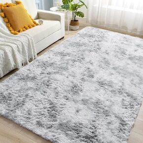 ROCYJULIN Fluffy Area Rug 3x5 for Bedroom, Ultra Soft 3x5 Area Rugs for Living Room, Non-Slip Shag Fuzzy Throw Rug for Nursery, Kids, Girls, Boys, Grey