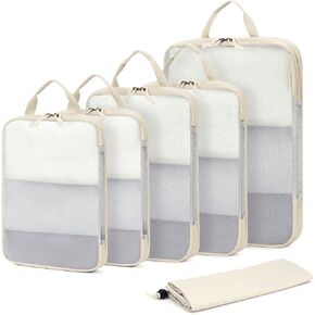 ECOHUB 6 Set Compression Packing Cubes for Travel, Suitcases Organizer Bags with YKK Zipper, Compressible Packing Cubes for Carry On & Luggage, Ultra Tear Resistant, Lightweight, Pink