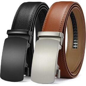 Ratchet Belts for Men 2 Pack - Mens Belt Leather in Gift Set Box - Elevate Your Style for Any Occasion