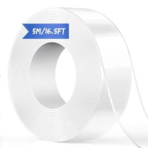 Upgaded Double Sided Nano Tape.Tough&Clear Double-Sided Adhesive Tape,Heavy Duty Gel Grip Tape,Traceless,Washable,Removable.Reusable,Engineered for Fix Carpets,Pictures,Home Wall Décor,5M