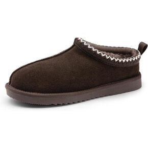 DREAM PAIRS Men's Fuzzy Cozy Slippers Genuine Suede Indoor Outdoor Home Comfy Winter Cute Warm Memory Foam Furry Shoes