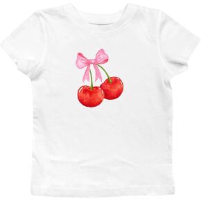Short Sleeve Graphic T Shirts for Women Teens Y2k Bow Print Aesthetic Crop Tops Cute Baby Tee Summer Fashion 2024