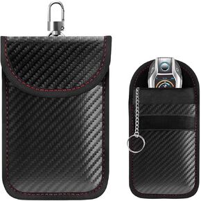 Faraday Bag, Carbon Fiber Faraday Key Fob Protector for Phones & Laptop & Car Keys & Tablets, Anti-Theft & Anti-Tracking Car RFID Signal Blocking Holder, Car Accessories (Large) in Saudi Arabia