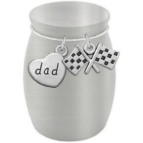 Dad Checkered Flag Racing Mini Urn Ashes Holder Racecar Memorial Loss of Father Remembrance Gift for Daughter Heavyweight Stainless Steel