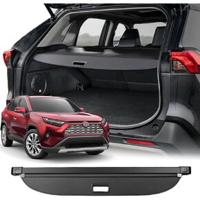 for 2019-2024 Toyota RAV4 Cargo Cover, Cargo Cover for Toyota RAV4 Accessories 2019 2020 2021 2022 2023 2024 Trunk Organizer Rear Trunk Security Shielding Shade (Carbon Fiber Texture)