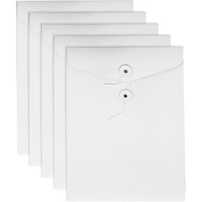 VANRA Kraft String Envelope File Folder Project Pockets File Jacket Document Organizer Flat-No Expansion A4 Letter Size(Kraft Brown,Pack of 5)