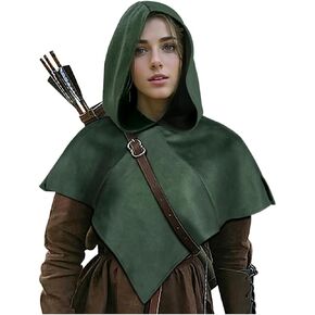 L'VOW Adult Medieval Hooded Cape Renaissance Cowl Hood Cape for Halloween Women Men Cosplay Costume