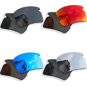 4 Pairs Anti-scratch Polarized Replacement Lenses for Oakley Flak 2.0 XL OO9188 Sunglasses, Retro Black+silver+blue+fire