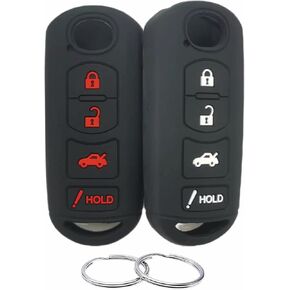 Silicone Rubber Key Fob Cover Compatible with 2009-2019 Mazda 3 6 CX-5 CX-7 CX-9 MX-5 Miata Toyota Yaris iA Scion iA KR55WK49383 WAZX1T768SKE11A03 WAZSKE13D01 Black Black