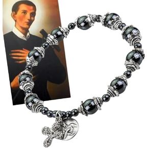 Westmon Works St Gerard Bracelet Set with Hematite Beads and Prayer Card Catholic Gift Set for Expectant Mothers