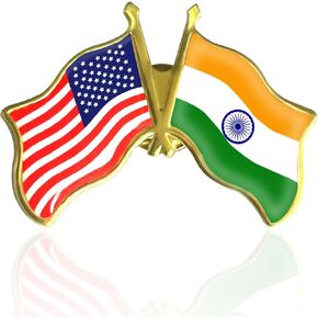 6/12/50/100 Pack-American India Friendship Flag Pins Bulk -1.5" Metal Patriotic US USA Indian Lapel Pins Badge Souvenir