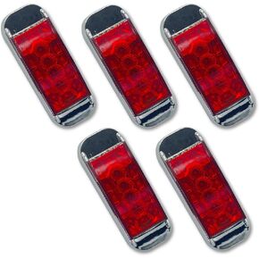 GAMA 5x Trailer Marker LED Light Side Clearance Red, 4x2 Tiger Eye/Double Bubble 12V Rectangular LED Side Marker Light Indicators Surface Mount RV Camper Trucks