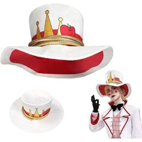DAZCOS Lucifer Morningstar Cosplay Hat White Red Cap Halloween Party Costume Accessory
