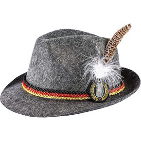 Funny World German Hats for Oktoberfest Grey Bavarian Alpine Cap