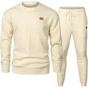JMIERR Mens 2 Piece Outfits Knit Jacquard Pullover Sweatshirt Tracksuit & Joggers Sweatpants Sweatsuit Sets with Pockets