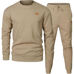 JMIERR Mens 2 Piece Outfits Knit Jacquard Pullover Sweatshirt Tracksuit & Joggers Sweatpants Sweatsuit Sets with Pockets