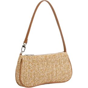 Verdusa Women's Straw Woven Shoulder Bags Zipper Underarm Handbag