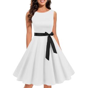 Gardenwed Womens Sleeveless Vintage Cocktail 1950s Retro Rockabilly Audrey Hepburn Tea Party Swing Dress