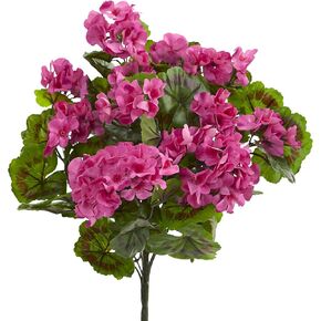 Nearly Natural Artificial, UV Resistant, Geranium Bush, Set of 3 (Indoor/Outdoor), 15" Dx15 Wx19 H, Beauty, 3 Piece
