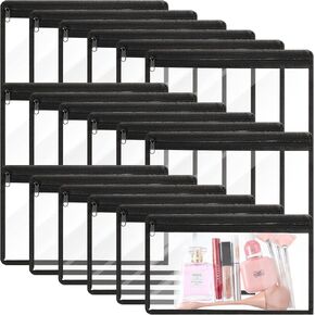 18 حزمة من الحقائب الشفافة بسحاب PVC المقاومة للماء بسحاب وأكياس شفافة بسحاب وحقائب تخزين شفافة متعددة الأغراض لتنظيم مستحضرات التجميل والسفر ومستلزمات مكتب الملفات، 11.5 × 7 بوصة