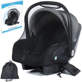 Orzbow Mosquito Net for Baby Car Seats, Universal & Breathable Infant Car Seat Insect Mesh Net, Encrypted Bug Net for Car Seat Protection, Suitable Summer Night Walking, Baby Camping & Travel, Black