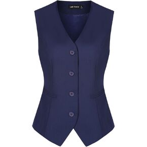 Waistcoat Vest for Women Fully Lined V-Neck Button Down Formal Fitted Dressy Suit Vest Coat with Pockets