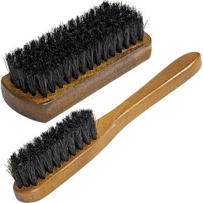 TAKAVU Leather & Upholstery Cleaning Brush Set, 100% Black Boar Bristle, to Clean Car Seats, Leather Sofas & Alcantara, for Car Interiors, Furniture, Boots, Shoes, Bags and More