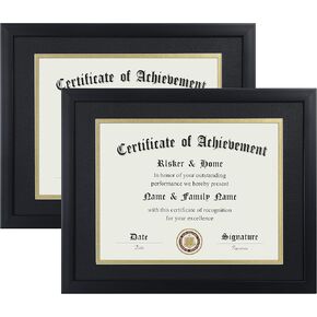 ELSKER&HOME 11x14 Diploma Frame 6 Pack, Diploma Frames 8.5x11 with Black Mat or 11x14 Document Frame without Mat,Multipack College Certificate/Degree Frames for wall,Set of 6