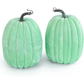 Artmag 8 Inch Large Artificial Pumpkins, 2PCS Big Orange Pumpkins Faux Foam Harvest Pumpkins for Fall Autumn Thanksgiving Seasonal Holiday Decor Decorations (Orange)