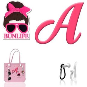 4 Pcs Charms for Bogg Bag，Insert Letter Accessories for Bogg Bag and Simple Mothern Beach Totes for Handbag DIY