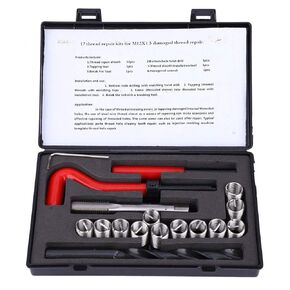 17Pcs Thread Inserts Repair Kit M12x1.5 Female Thread Repairing Accessory Assortment