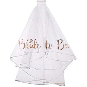 Rose Gold Print Bride to be Veil for Bachelorette Party Supplies Bridal Shower Wedding Decorations