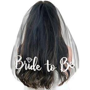 Sliver Print Bride to be Veil Black Bride to be Veil for Bachelorette Party Supplies Bridal Shower Wedding Decorations