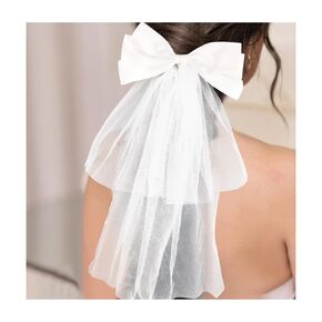 CIHER Bow Veil Bachelorette Veil Wedding Veil Bridal Hair Clip Bachelorette Party Decorations