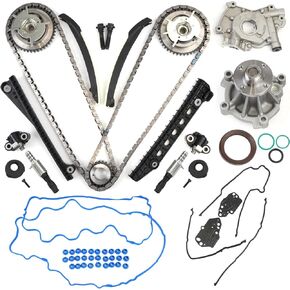 5.4L Timing Chain Kit with Water Pump Oil Pump Cam Phaser Tensioner Compatible with Ford F-150 2004-2009 & Lincoln Navigator 3V Triton 2005-2010 Replace# 5L3Z-6268-A 3R2Z-6A257-DA