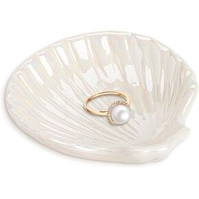 Ceramic Jewelry Tray Seashell Bowl，Cute Jewelry Plate Trinket Dish,Small jewelry ring holder plate，Can hold rings, earrings, necklaces, keys