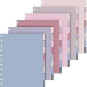 6 Sets 8 Tab Note Taking System Discbound Tab Dividers 8.5 x 11 Inch Letter Size Plastic Dividers Multicolor 8 Colors for School Office Subject Document (Morandi Color)