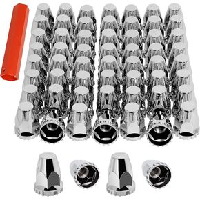 Wadoy 33 مم أغطية صواميل العروة المسمار على 60 حزمة لشبه الشاحنات مع مقبس أداة إزالة غطاء العروة، 33 مم × 2-7/8 بوصة أغطية صواميل العروة بلاستيك ABS مع مجموعة أغطية صواميل العروة مطلية بالكروم in Kuwait