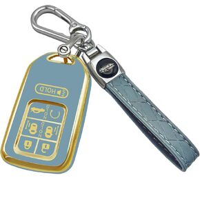 for Honda Odyssey 7 Button Key Fob Cover with Keychain Premium TPU Key Fob Case for 2018-2024 Elite Touring EXL Sport EX Case Shell (G-white)