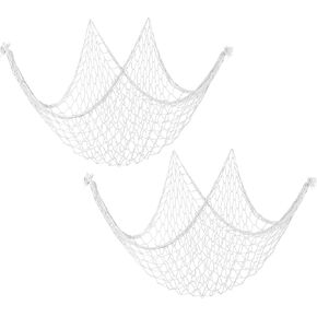 PATIKIL Fishing Net Decor, 2 Pack 80" x 40" Mediterranean Style Photographing Decoration Natural Fish Net Party Accessory for Home Bedroom, Black