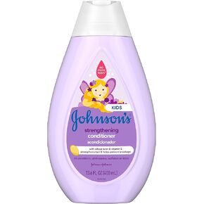 Johnson's Strengthening Tear-Free Kids' Conditioner with Vitamin E Strengthens & Helps Prevent Breakage, Paraben-, Sulfate- & Dye-Free, Hypoallergenic & Gentle on Toddler Hair, 13.6 fl. oz