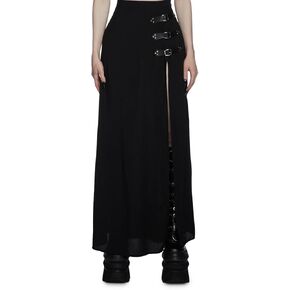 Dolls Kill Twilight Doom Maxi Skirt by Widow - Gothic Skirt with Side Slit and Zipper Closure, Perfect for Any Occasion