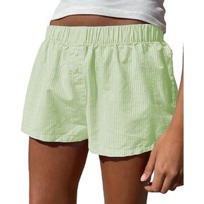 Y2k Plaid Shorts Baggy Boxer Shorts for Women Elastic Waist Casual Lounge Bottom Gingham Pajama Shorts Sleepwear
