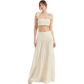 Long Skirt for Women's | High Waist Tiered Maxi Skirts | A-Line Casual Women Clothing