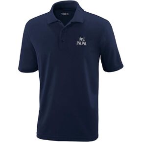 Performance Golf Tees Number #1 PAPA Embroidery Polyester Short Sleeves Polo Shirts for Men Navy Design Only X Large