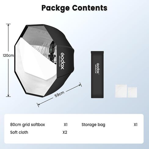 Godox Portable 120cm/47.2" Umbrella Octagon Softbox Reflector with Carrying Bag for Studio Photo Flash Speedlight in Saudi Arabia