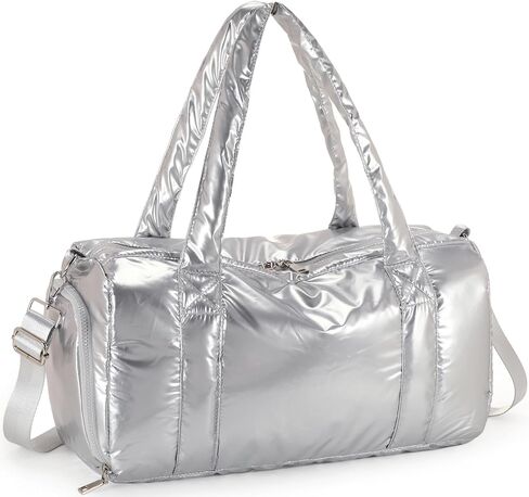 LEDAOU Duffle Bag for Travel, Gym Bag for Women, Lightweight Carry-on Tote, Weekender Overnight Bag with Wet Pocket, Workout Bag (Silver) in Saudi Arabia